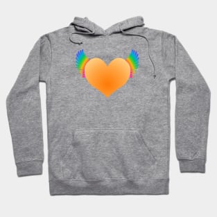 Orange Heart with Rainbow Wings Hoodie